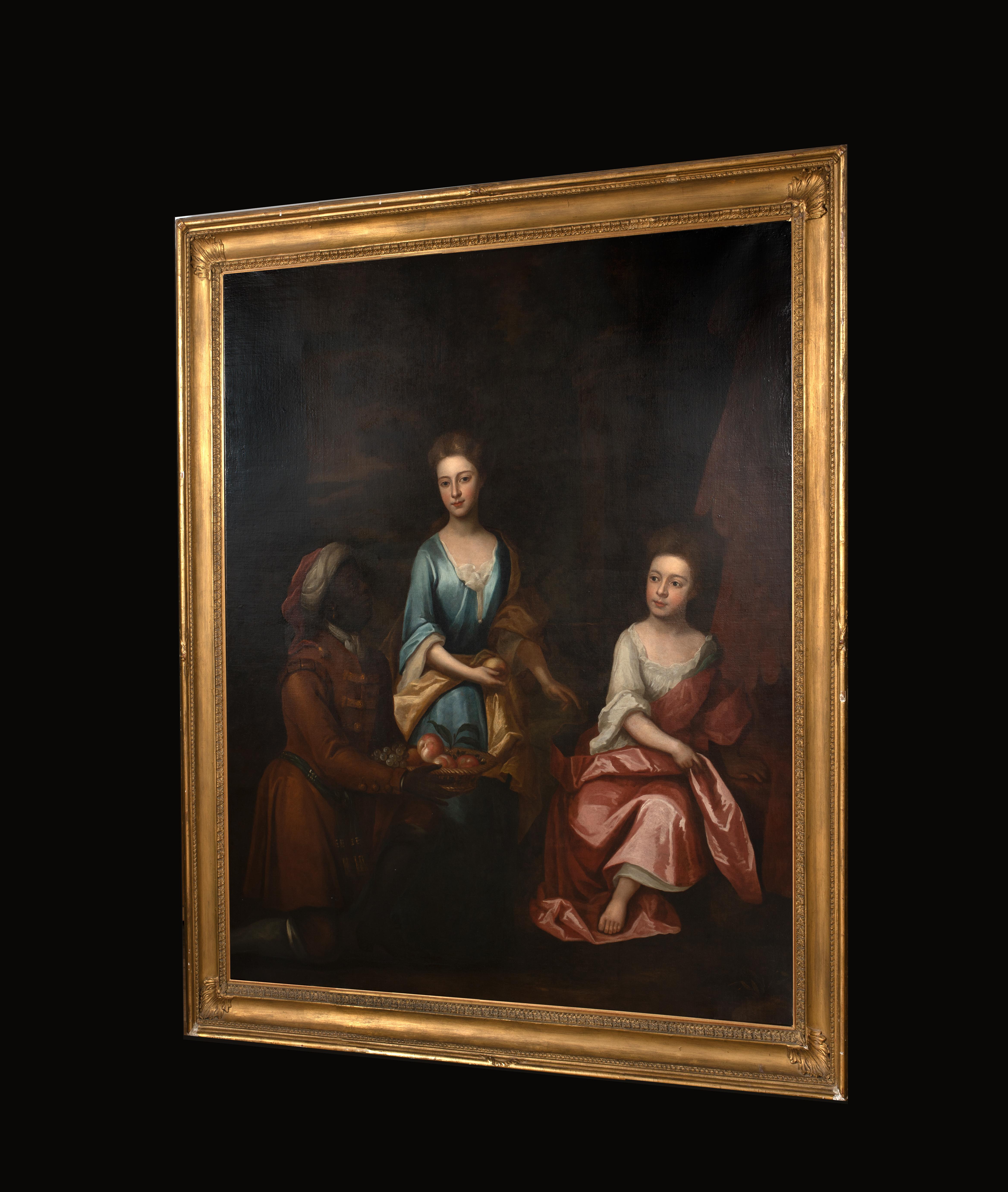 Portrait de deux filles et un serviteur, 17ème siècle en vente 1