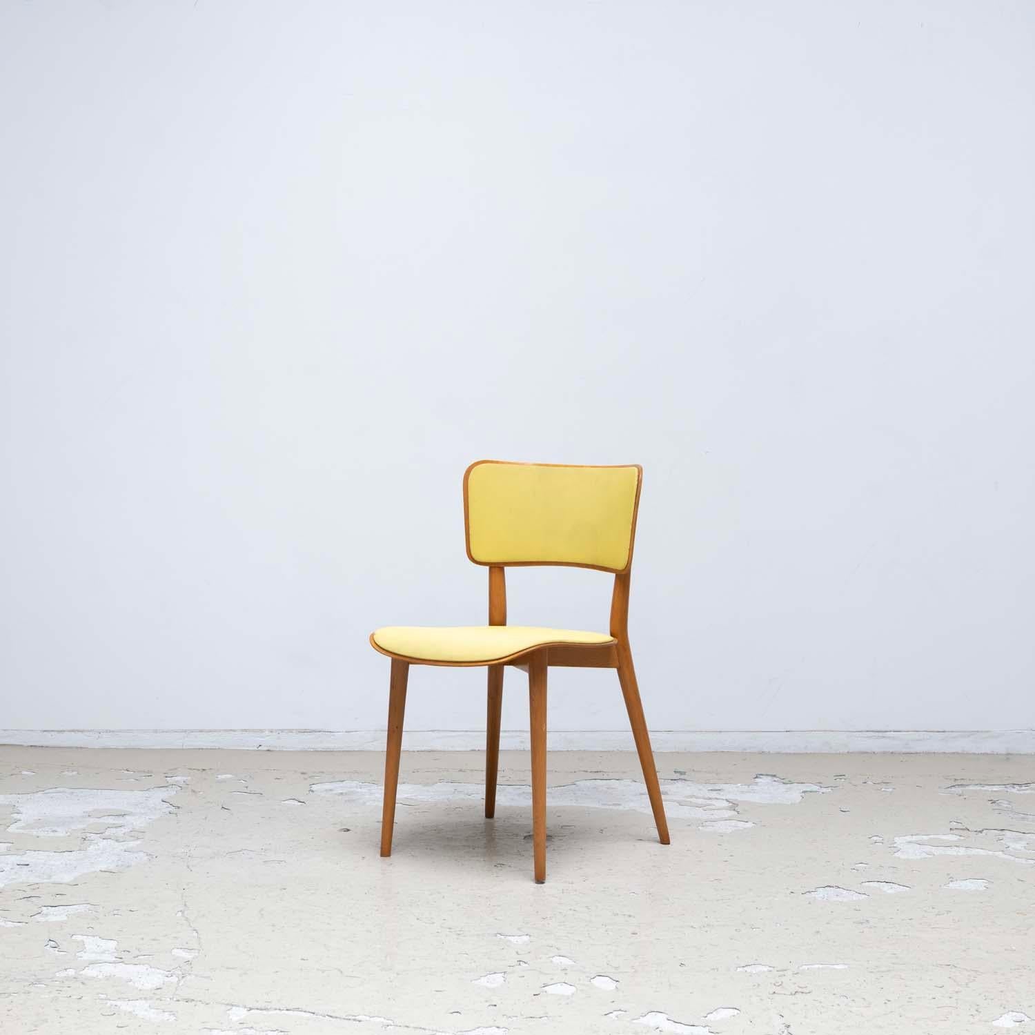 Mid-Century Modern Kneuzzargenstull Chair with yellow seat by Max Bill dining chair side chair For Sale