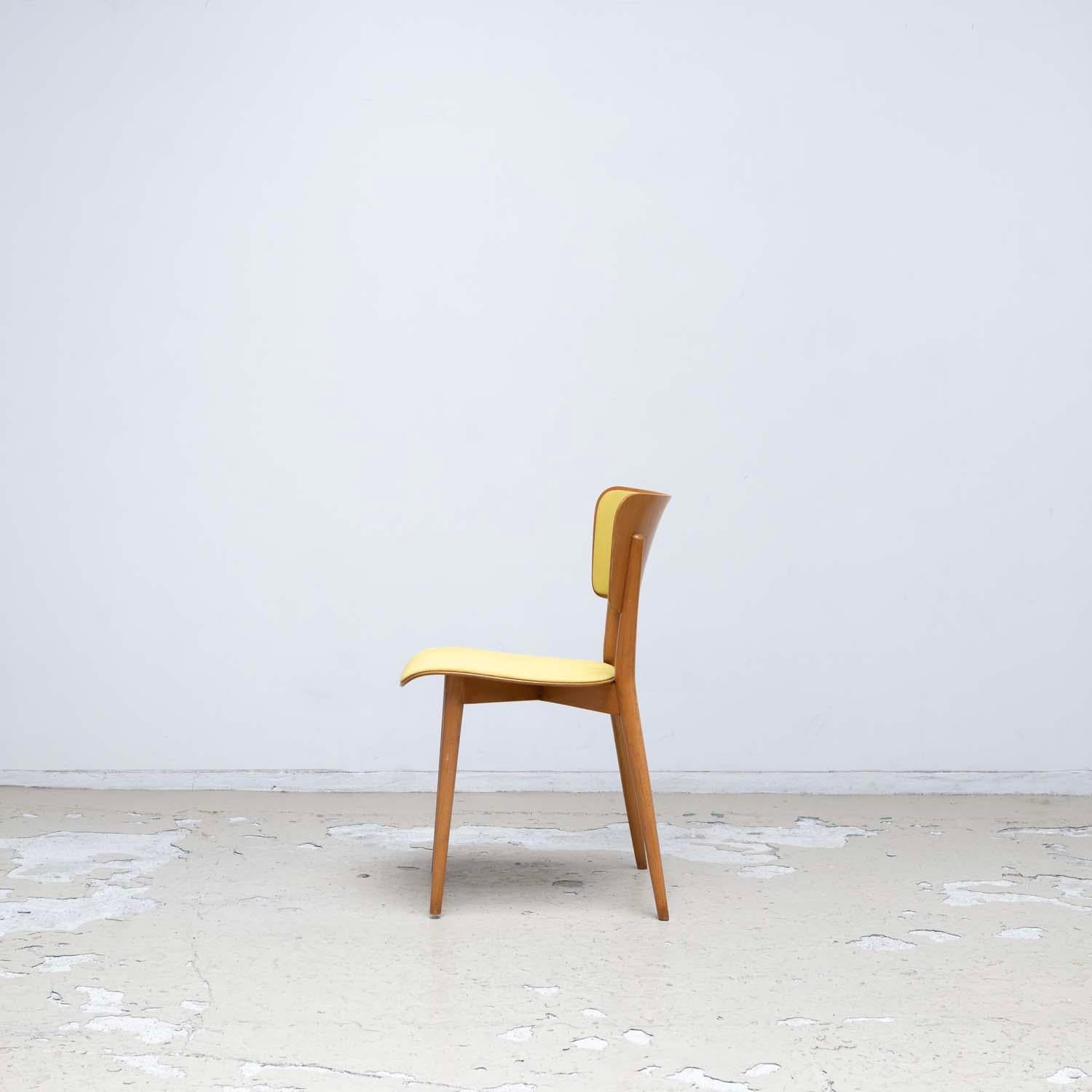 European Kneuzzargenstull Chair with yellow seat by Max Bill dining chair side chair For Sale