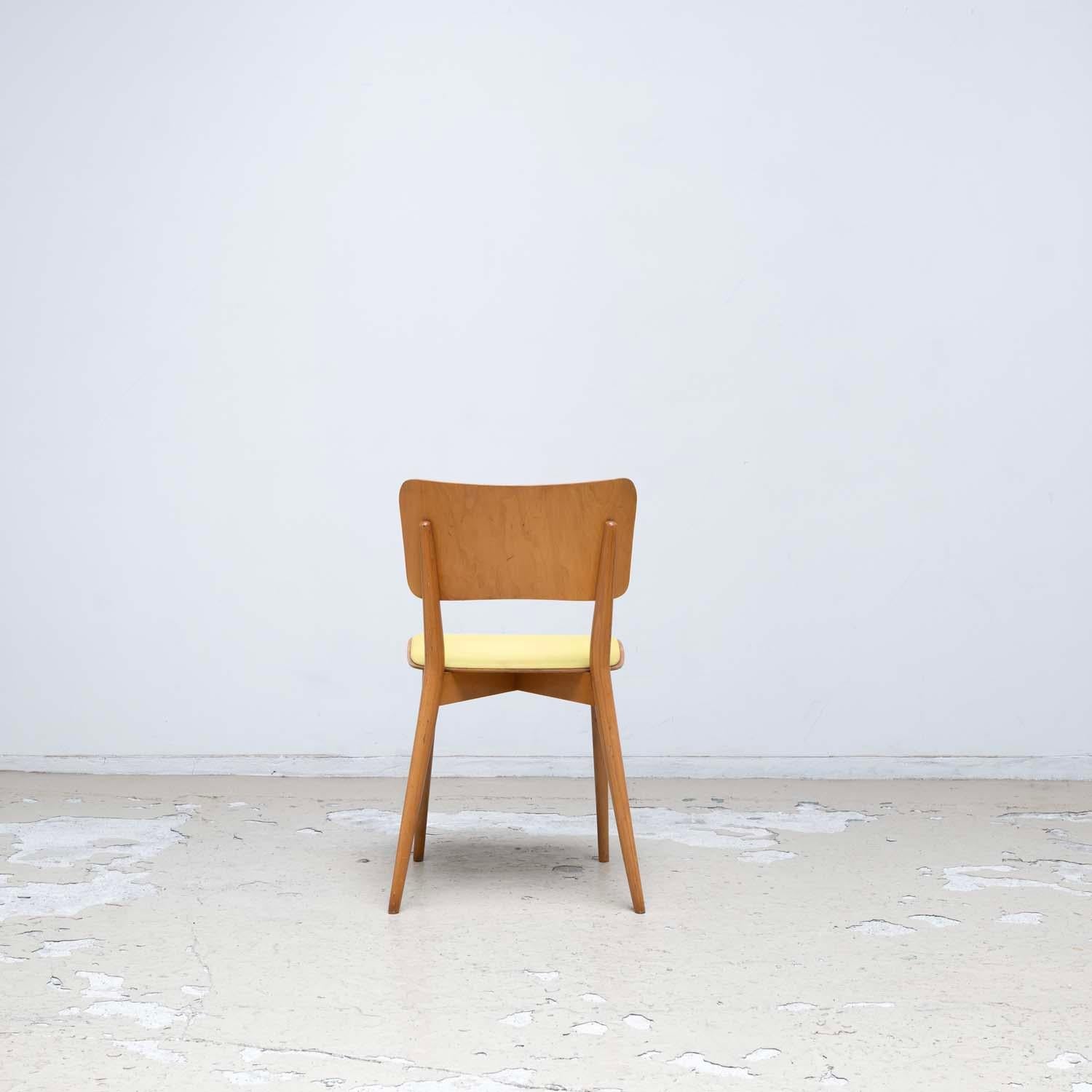 Woodwork Kneuzzargenstull Chair with yellow seat by Max Bill dining chair side chair For Sale