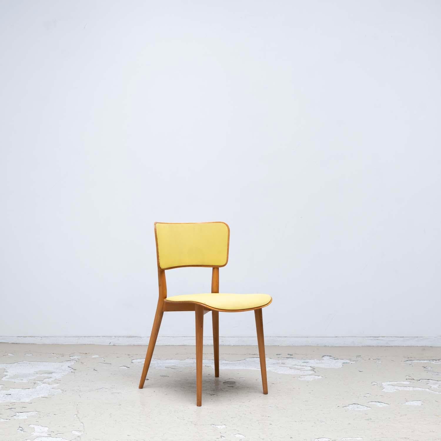 Mid-20th Century Kneuzzargenstull Chair with yellow seat by Max Bill dining chair side chair For Sale