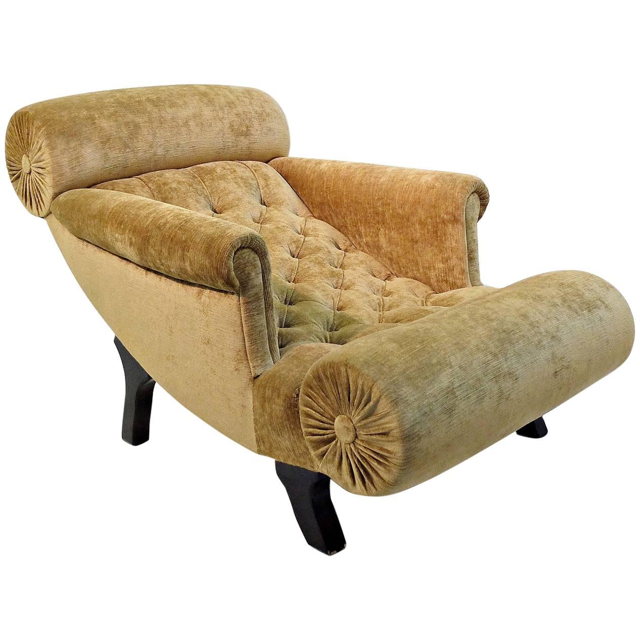 "Knieschwimmer" Armchair by Adolf Loos, Edition 1980, New Velvet Upholstery