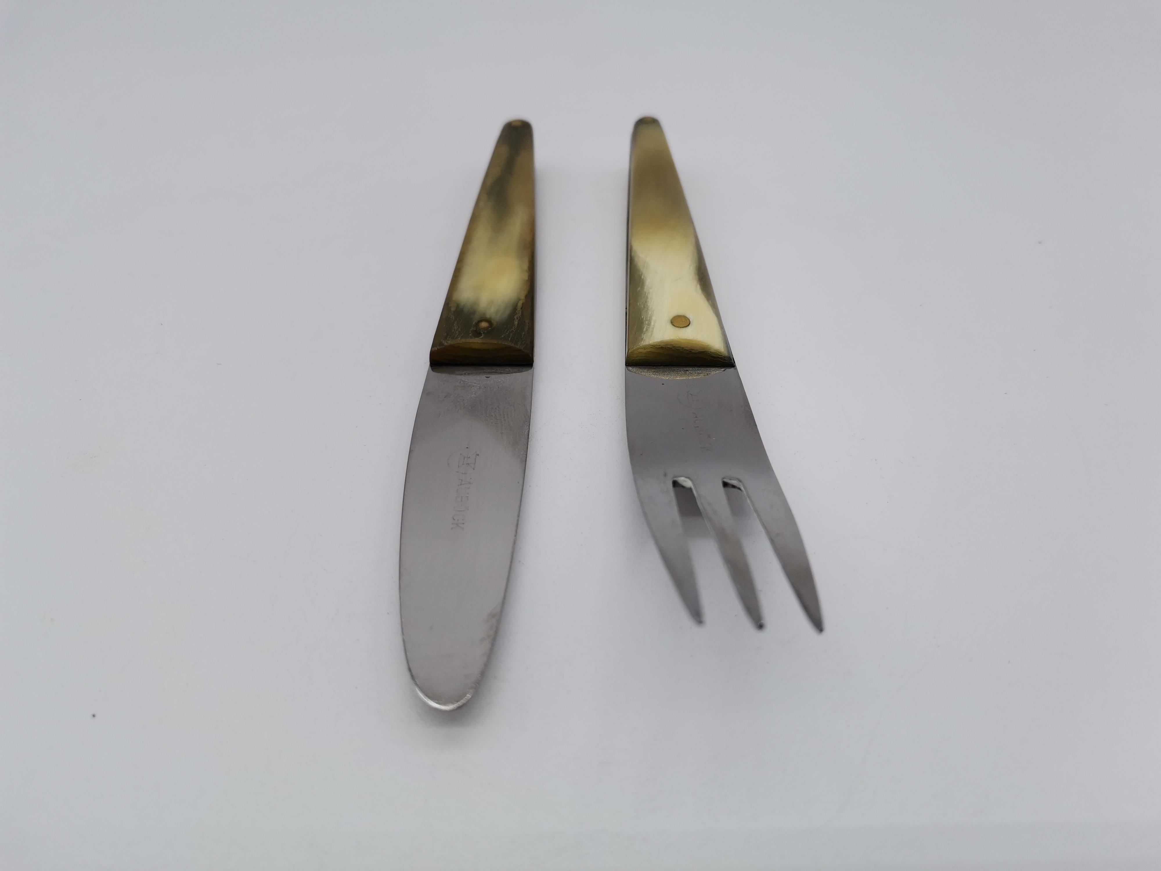 Messer und Gabel, Horn und Metall, Carl Auböck Wien, Österreich (Österreichisch) im Angebot