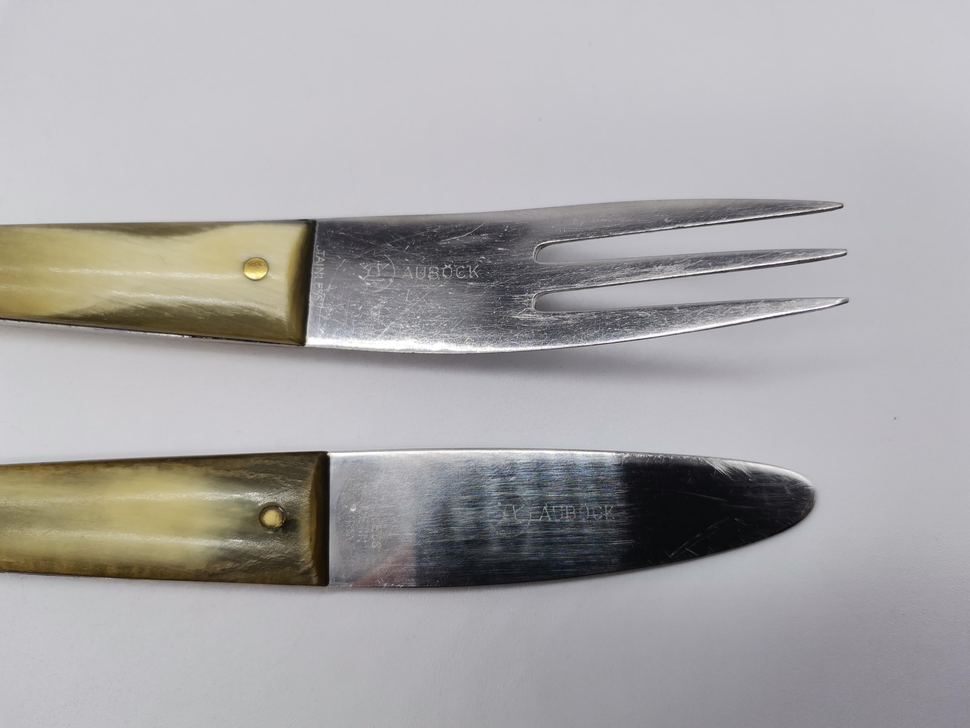 Messer und Gabel, Horn und Metall, Carl Auböck Wien, Österreich im Zustand „Gut“ im Angebot in Vienna, AT