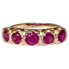 Knife Edge 1.90 Carat Ruby Fishtail Mounting Anniversary Five Stone Ring