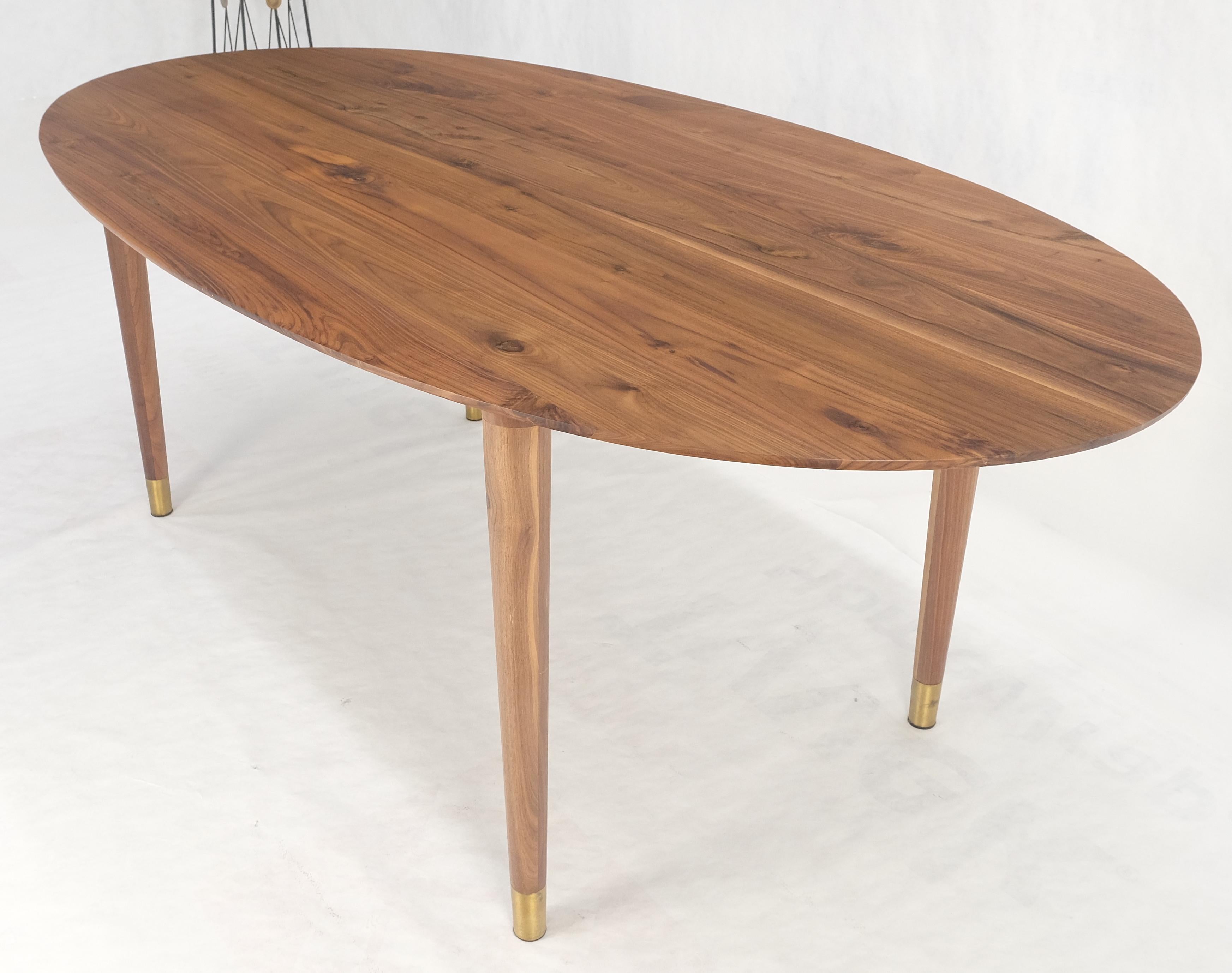 Knife Edge Oval Solid Walnut Tapered Leg 7' long Dining Conference Table MINT! For Sale 6