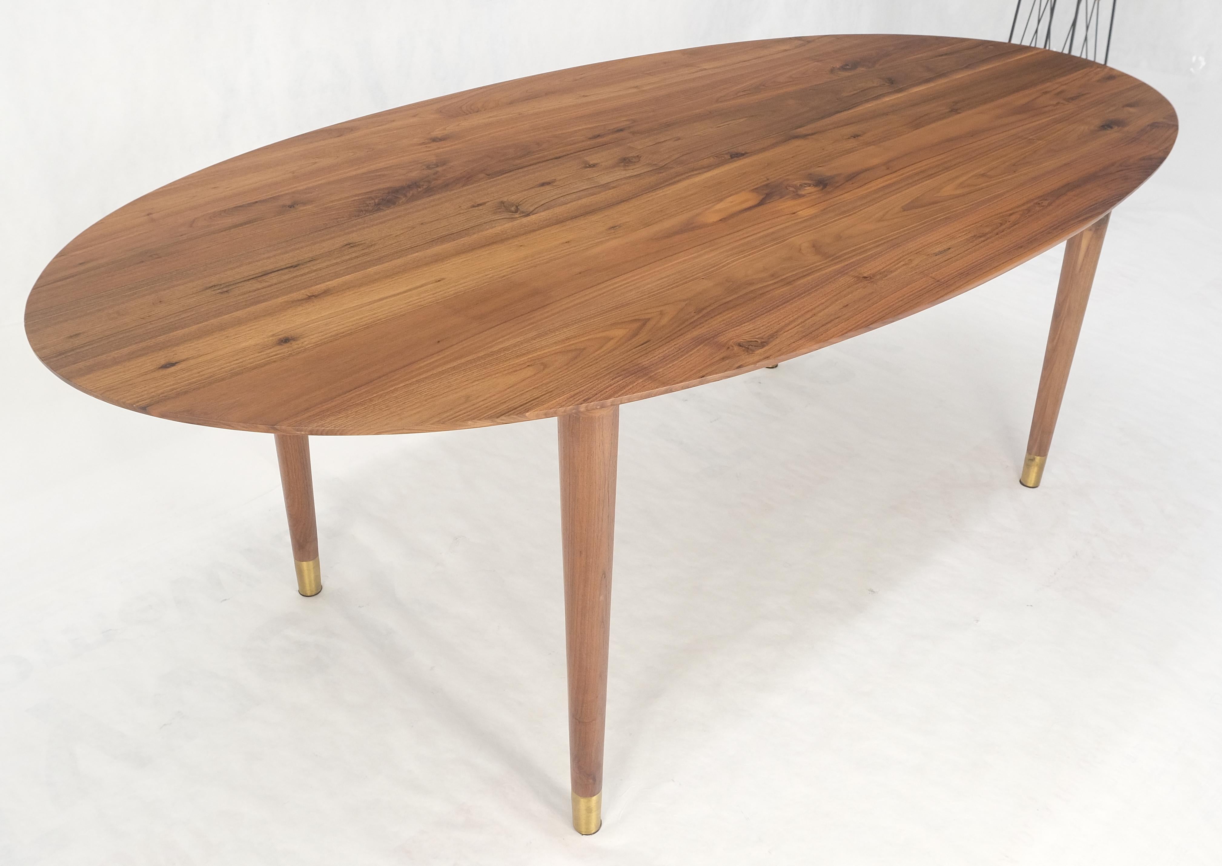 Knife Edge Oval Solid Walnut Tapered Leg 7' long Dining Conference Table MINT! For Sale 7