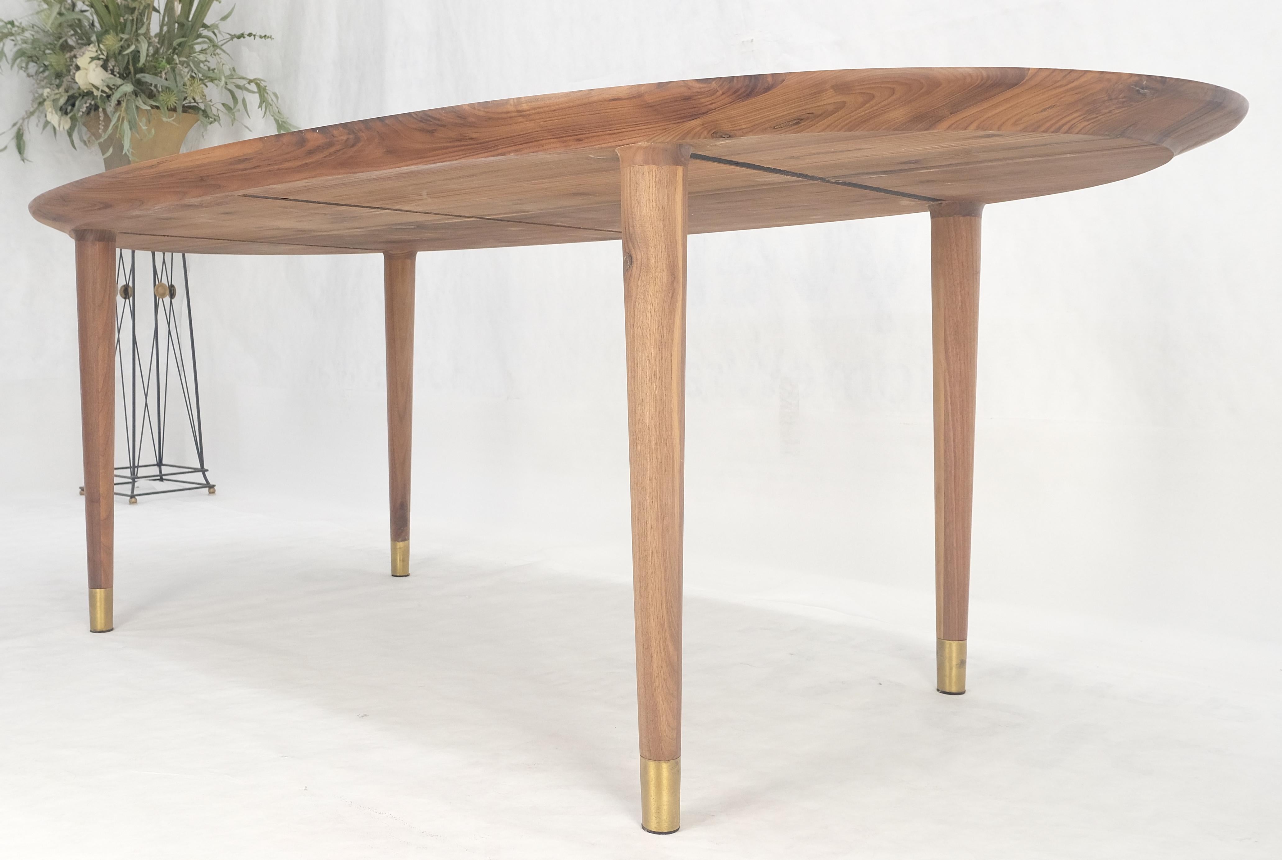 Mid-Century Modern Knife Edge Oval Solid Walnut Tapered Leg 7' long Dining Conference Table MINT! For Sale