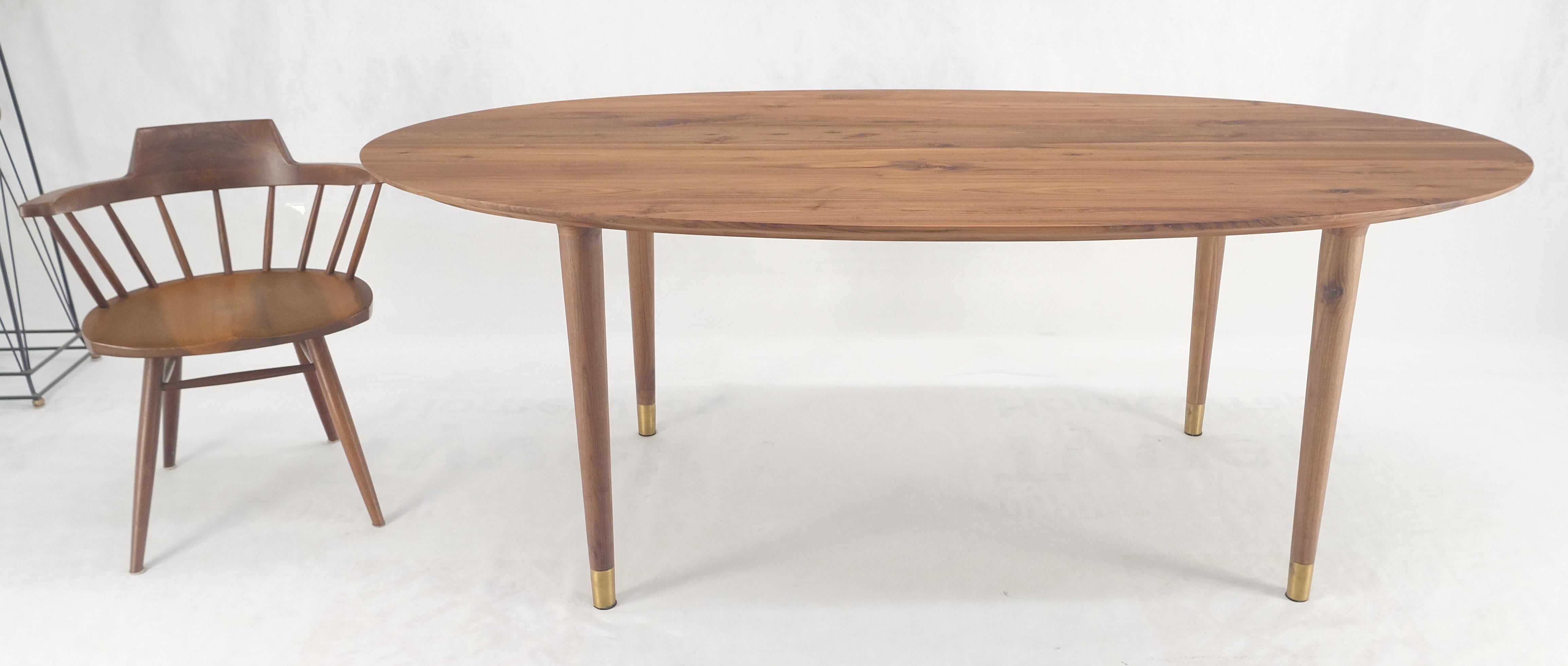 Knife Edge Oval Solid Walnut Tapered Leg 7' long Dining Conference Table MINT! For Sale 2