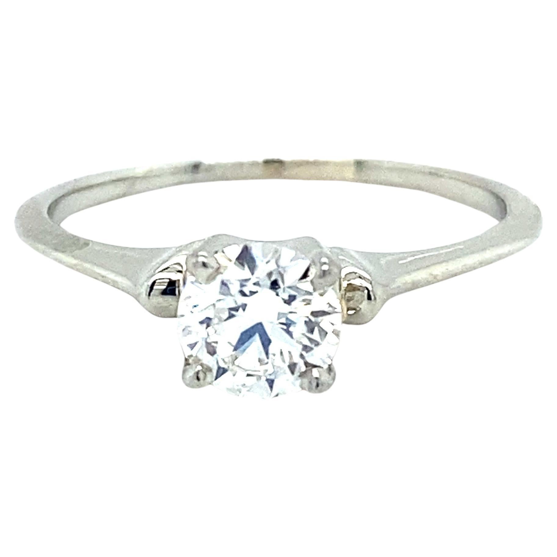 Knife Edge Solitaire Diamond Engagement Ring in 18 Karat Gold