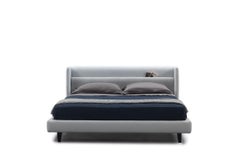 'KNIGHT' King-Size Bed in Light Grey with Functional Headboard