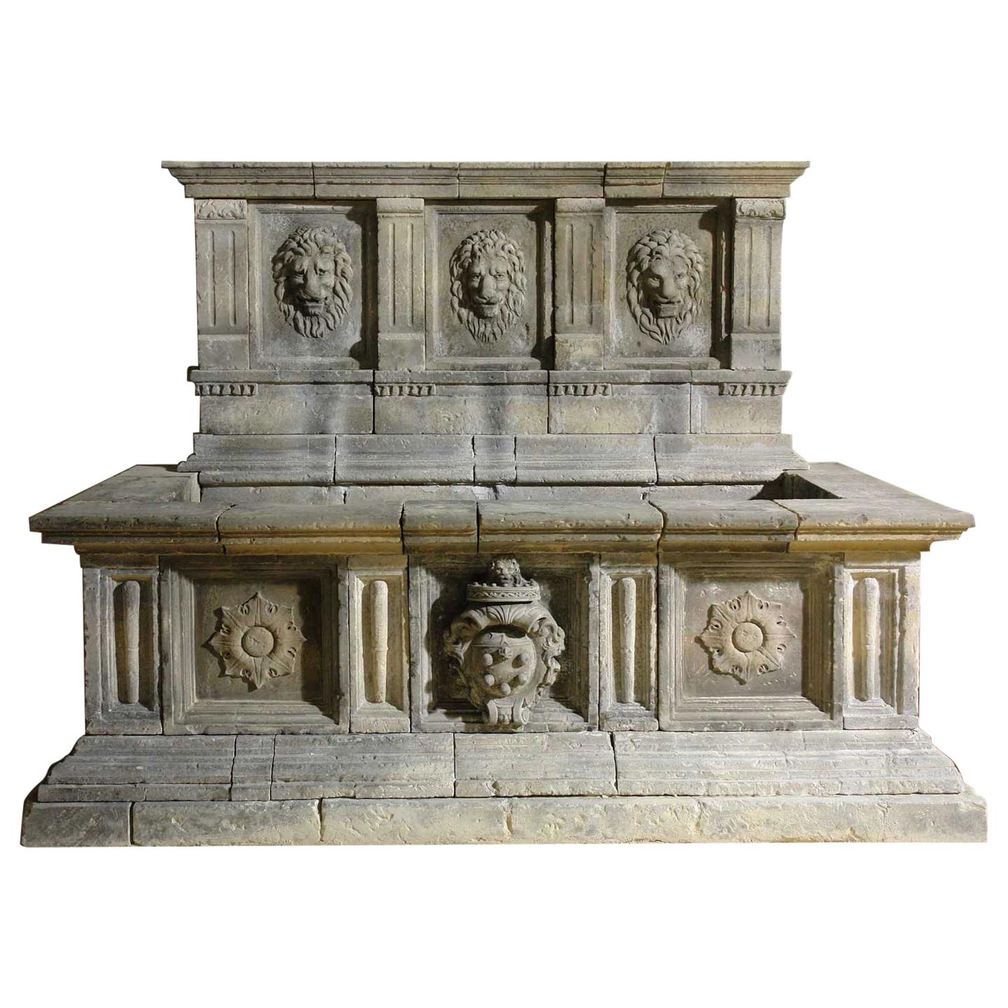 Knight of Malta Style Fountain Hand-carved Pure Limestone, Italy For Sale