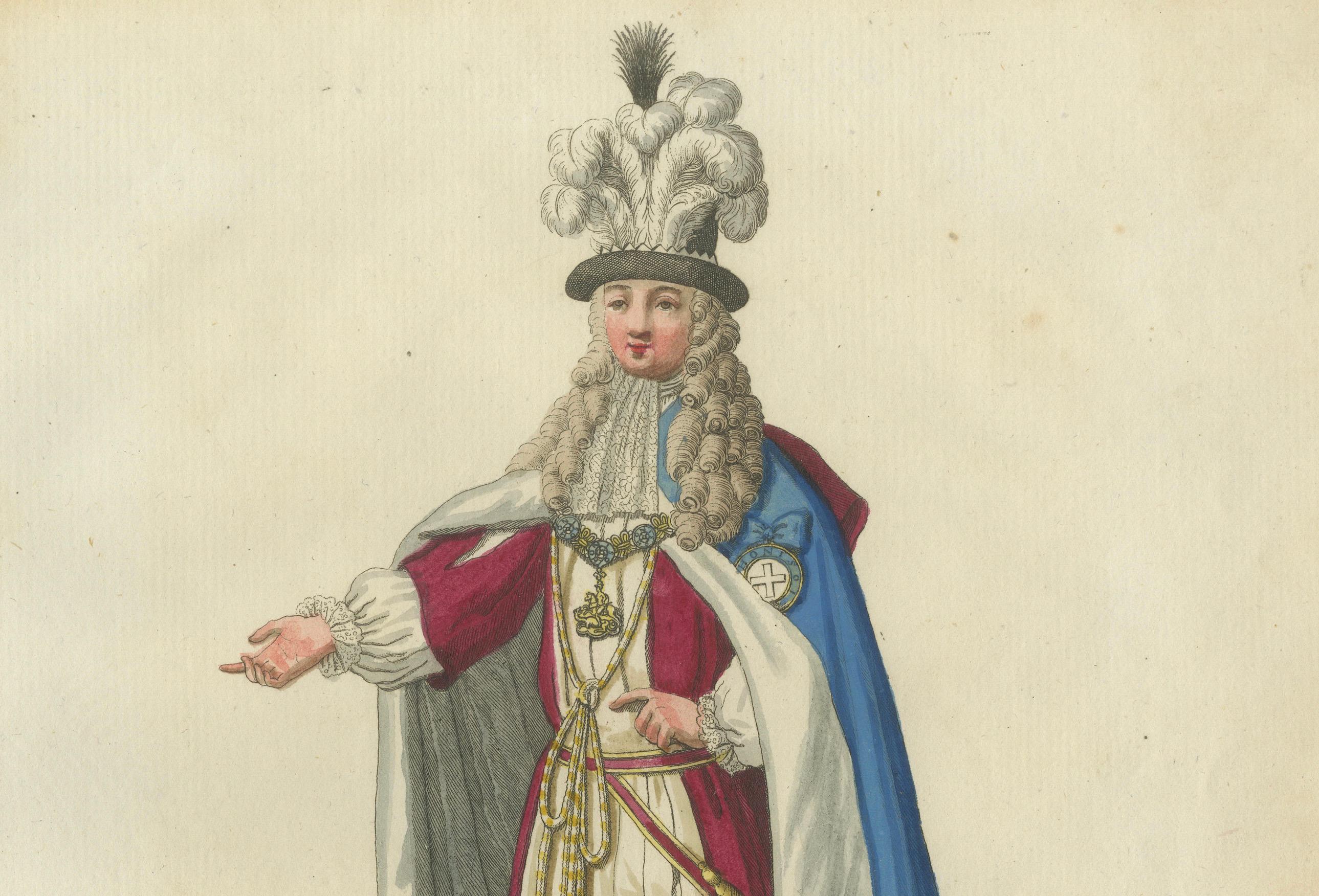 Knight of the Garter: Handkolorierte Gravur aus Schwans ikonischem Werk, 1791 (Graviert) im Angebot
