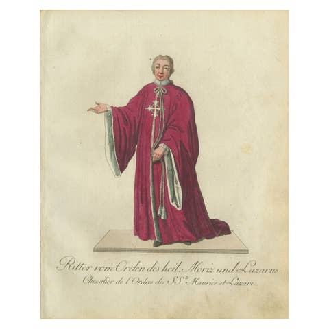 Knight of the Holy Saints Maurice and Lazarus - Hand-Colored Engraving, 1791
