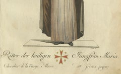 Knight of the Holy Virgin Mary: Rare Hand-Colored 18th-Century Engraving