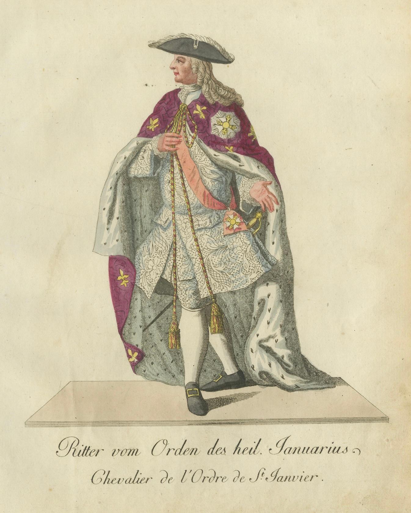 Ritter des Illustris-Ordens des Heiligen Januarius im Festgewand, 1791 im Zustand „Gut“ im Angebot in Langweer, NL