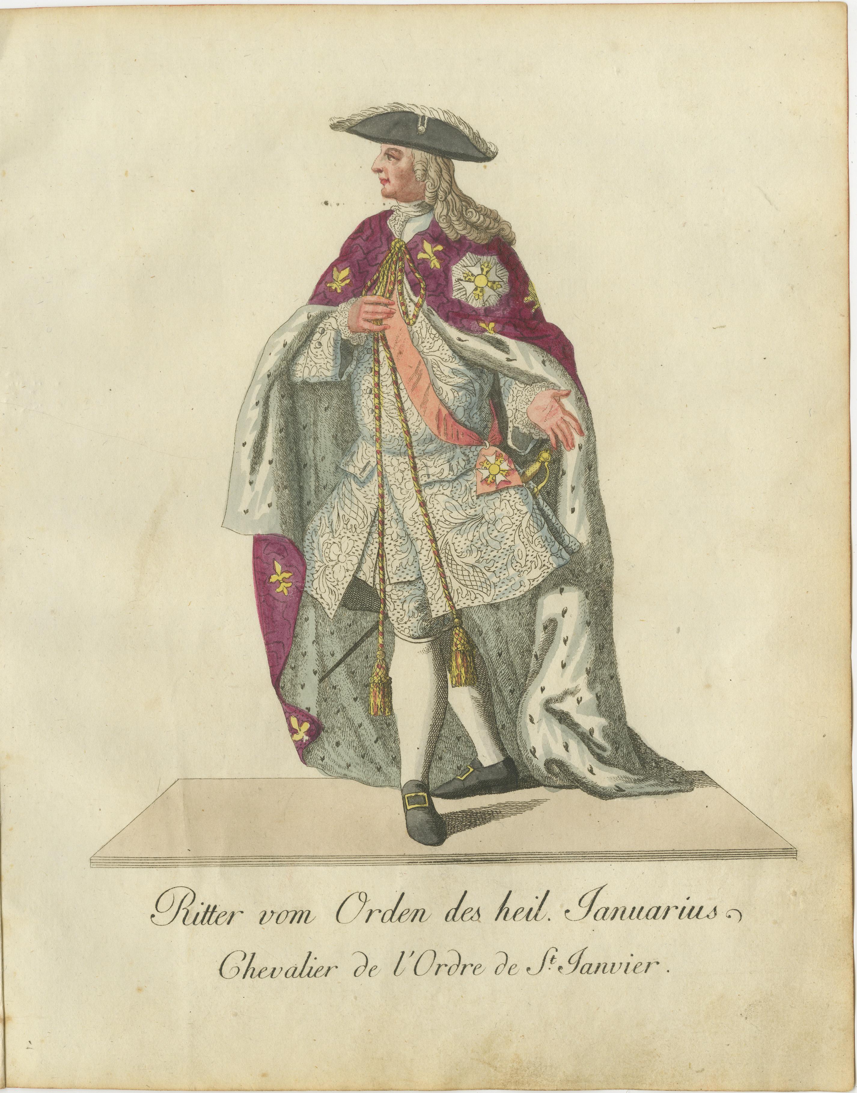 Ritter des Illustris-Ordens des Heiligen Januarius im Festgewand, 1791 (Spätes 18. Jahrhundert) im Angebot