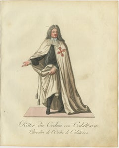 Knight of the Order of Calatrava – 18th-Century Hand-Colored Engraving