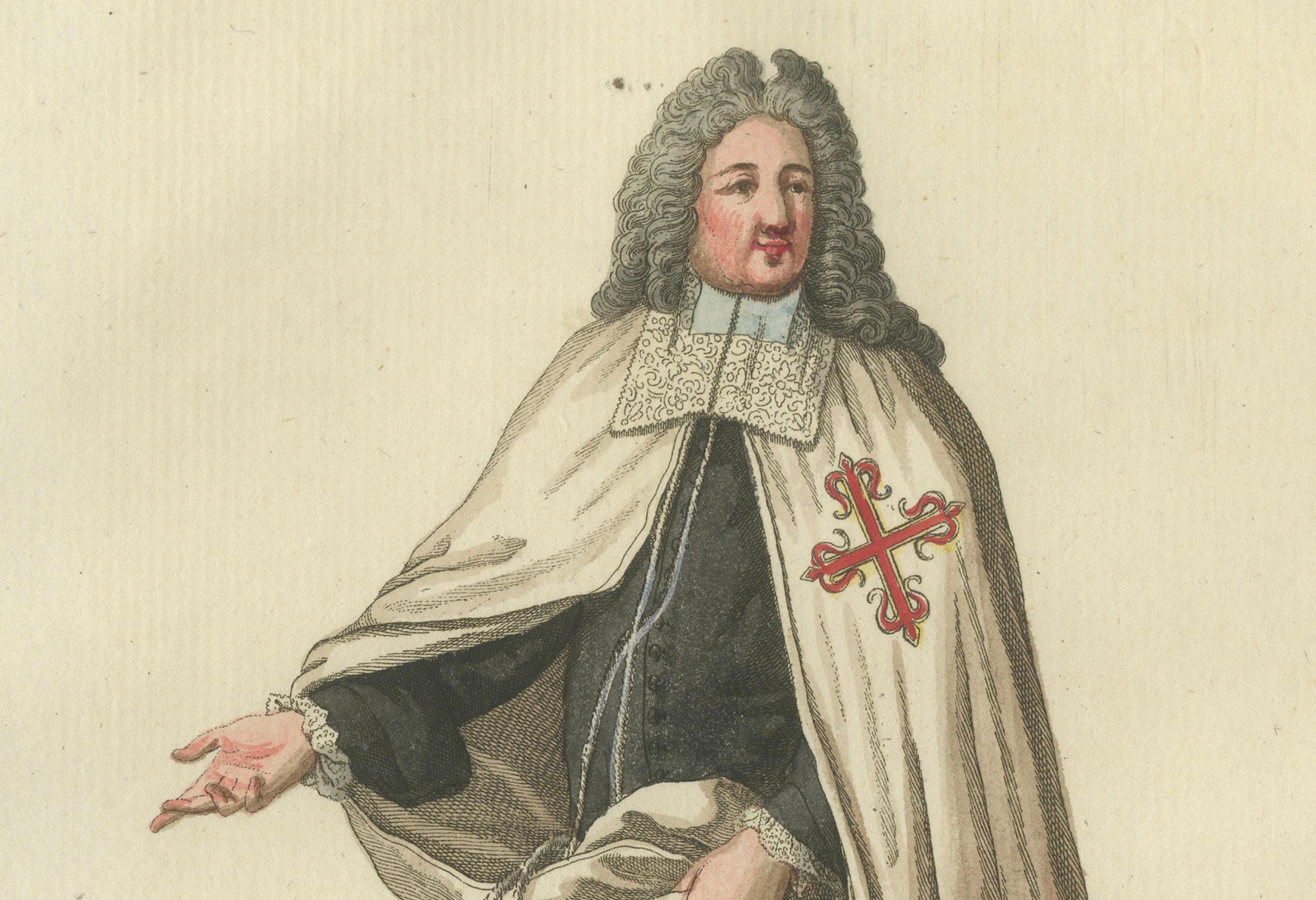 Chevalier de l'Ordre de Calatrava - Gravure à la main du XVIIIe siècle Bon état - En vente à Langweer, NL