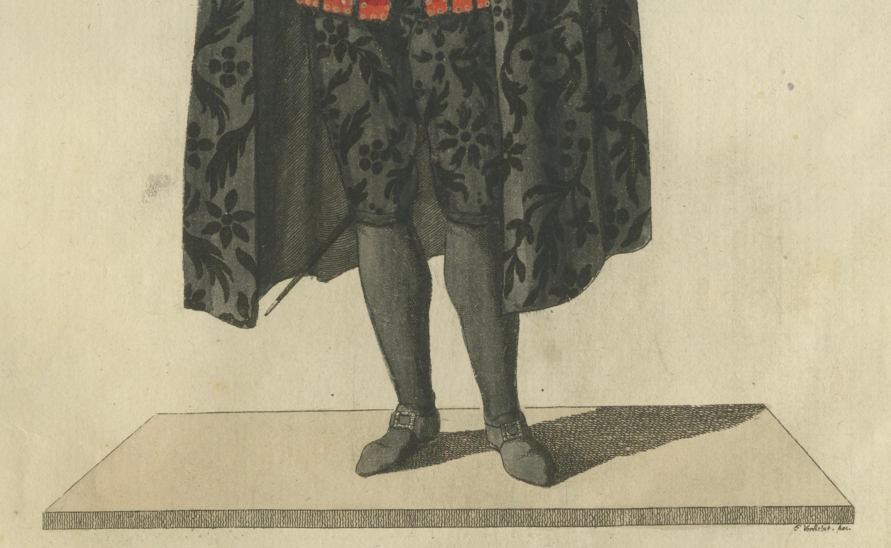 Knight of the Order of Saint Hubert: 1791 Farbiger Kupferstich in Formal Attire (Graviert) im Angebot