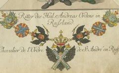 Cavaliere dell'Ordine di Sant'Andrea in Russia: Incisione colorata a mano del XVIII secolo