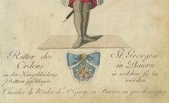 Knight of the Order of St. George in Bavaria: 1791 Hand-Colored Engraving