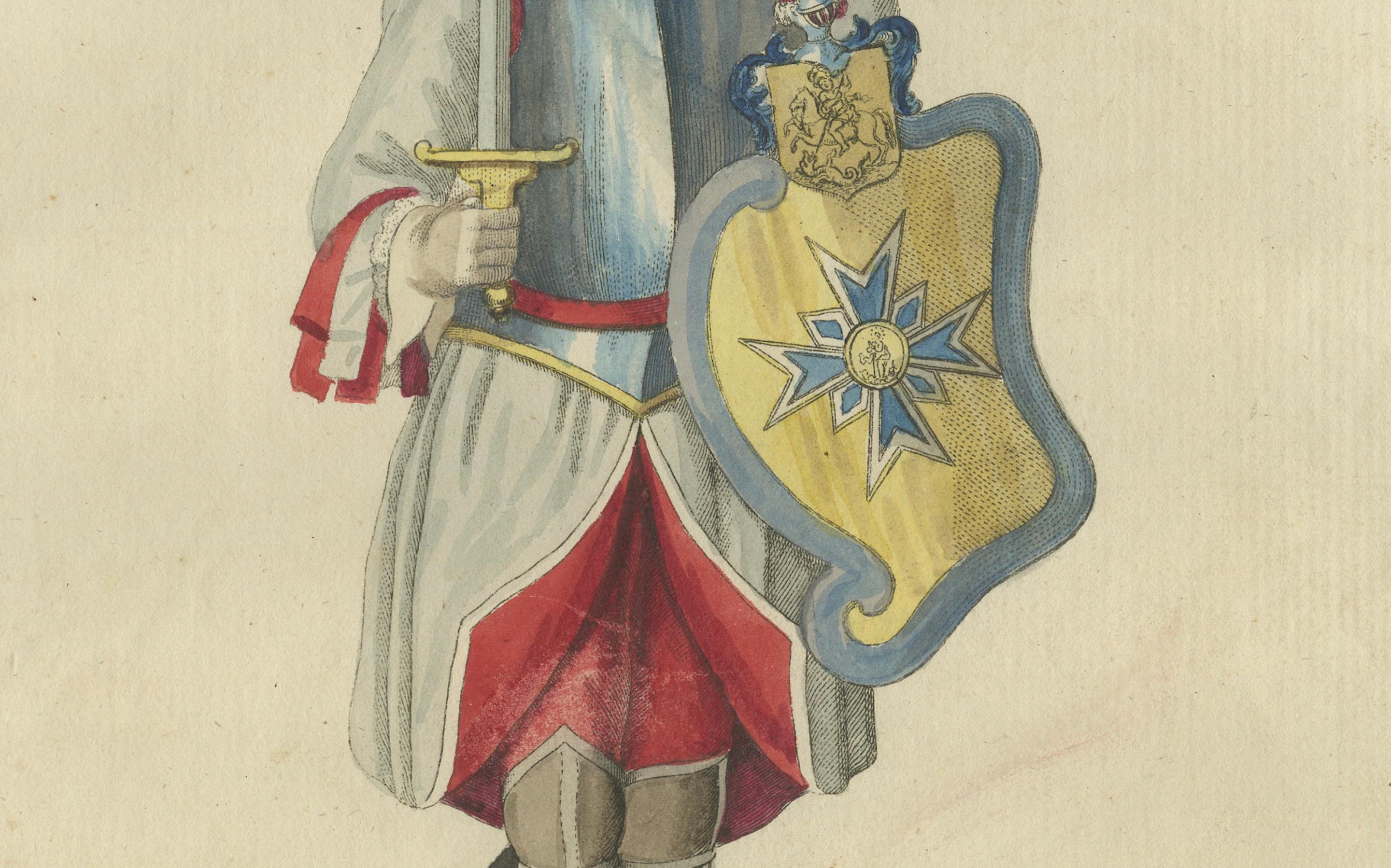 Knight of the Order of St. George in Bavaria: 1791 Handkolorierte Gravur (Graviert) im Angebot