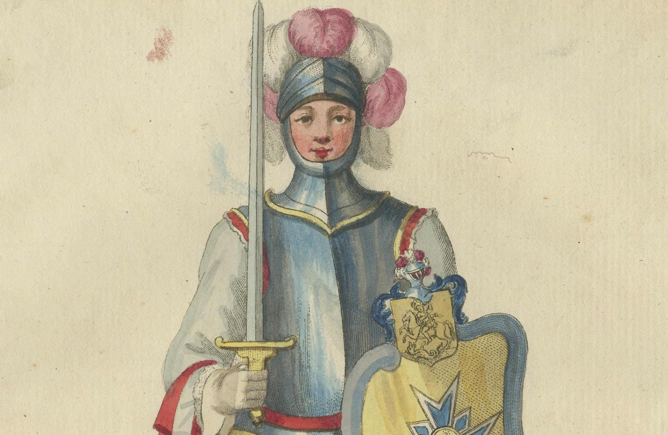 Knight of the Order of St. George in Bavaria: 1791 Handkolorierte Gravur im Zustand „Gut“ im Angebot in Langweer, NL