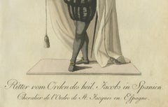 Knight of the Order of St. James in Spain - Historical Costume Engraving, 1791
