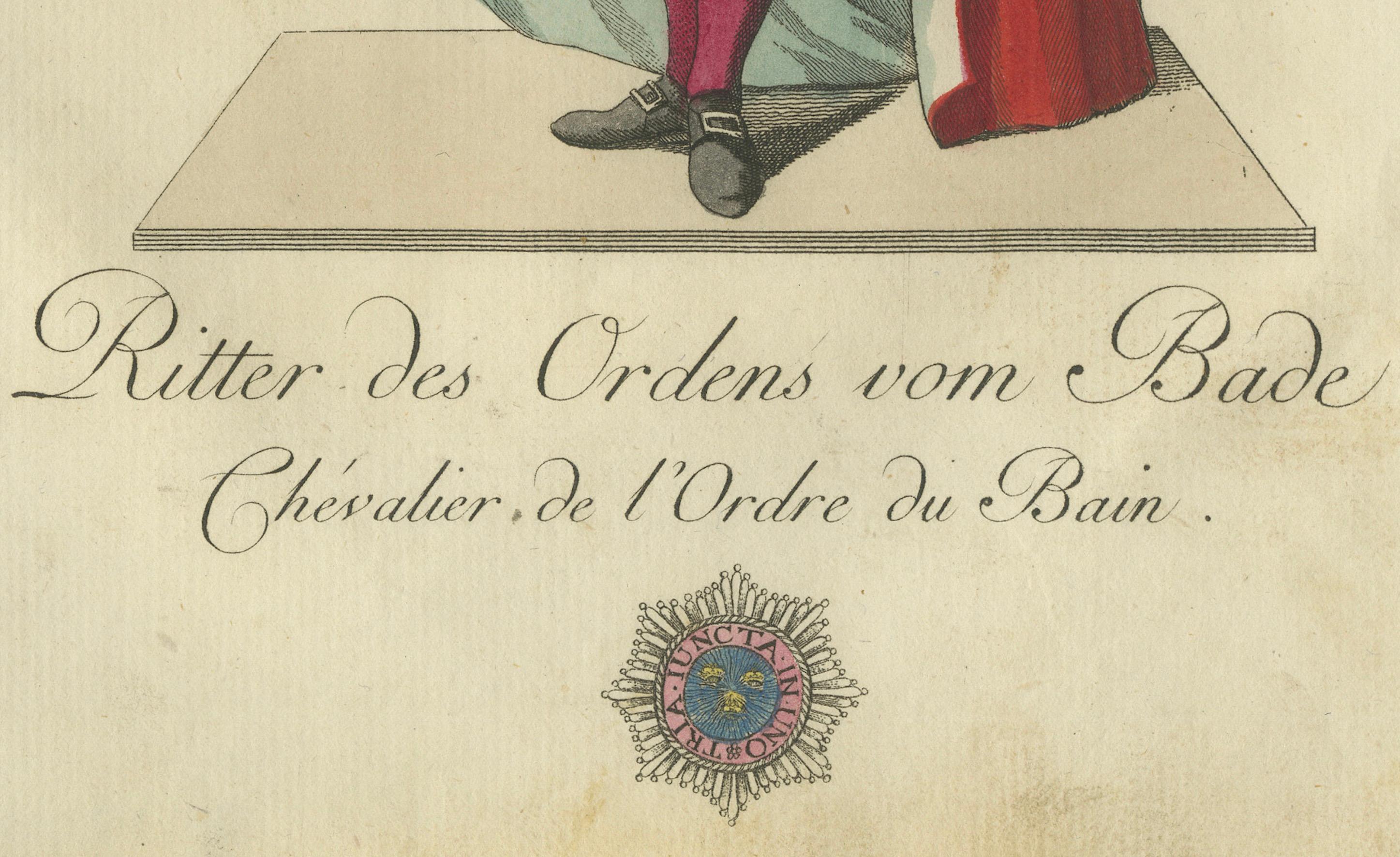 Titel: Ritter des Bath-Ordens: Kupferstich aus dem 18. Jahrhundert von Schwan  

Beschreibung: Dieser eindrucksvolle handkolorierte Stich zeigt den 