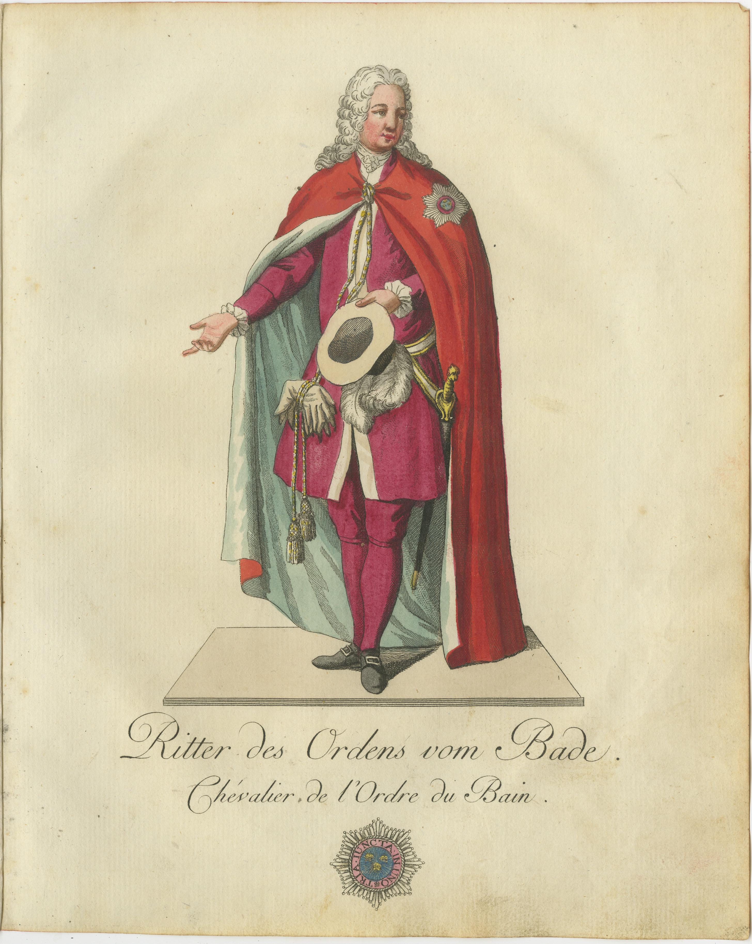 Knight of the Order of the Bath: Handkoloriertes Kupferstich von Schwan, 1791 (Papier) im Angebot
