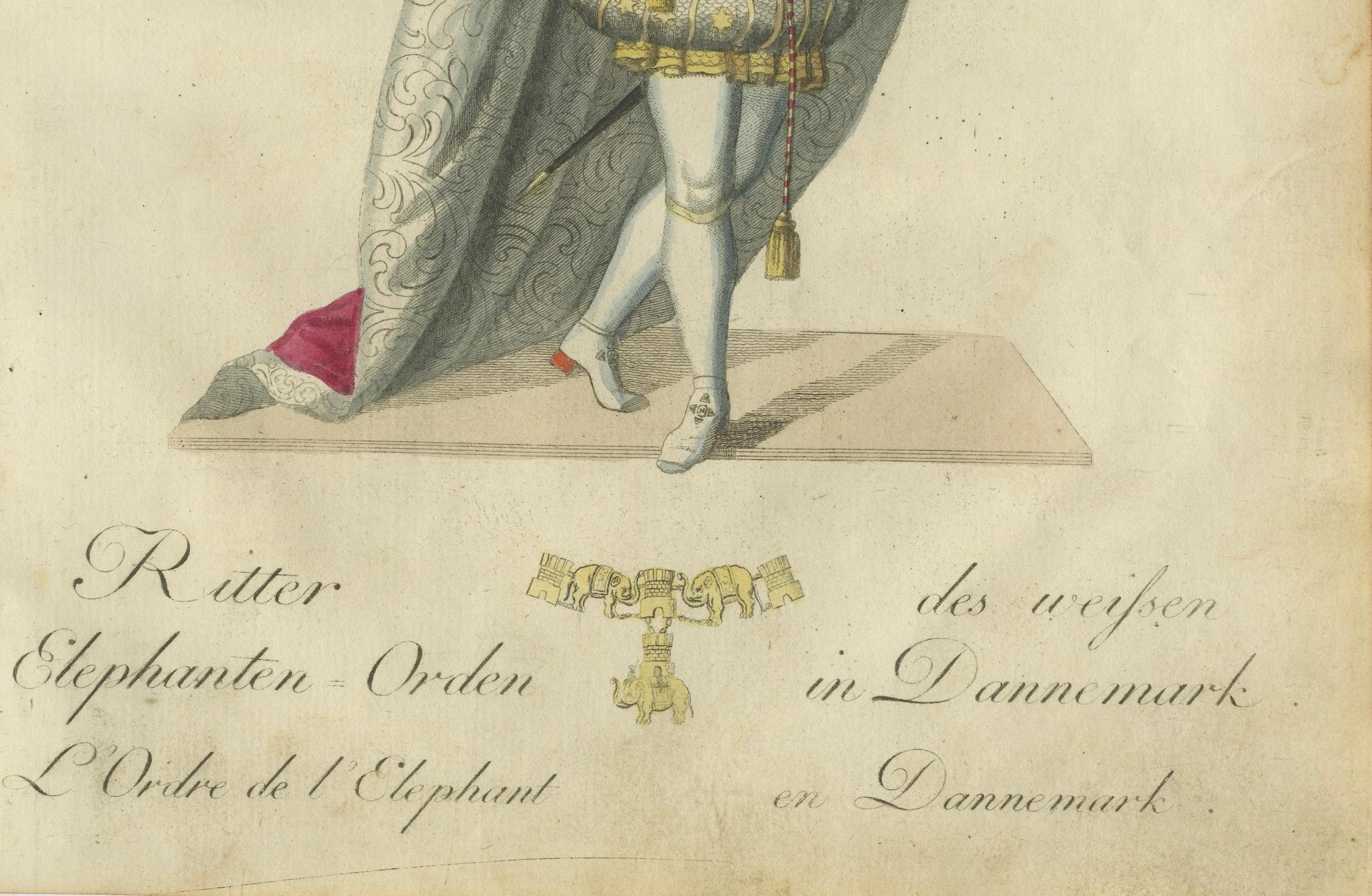 The Knight of the Order of the Elephant: Dänische ritterliche Eleganz im 18. Jahrhundert  

Dieser bezaubernde handkolorierte Stich zeigt einen 