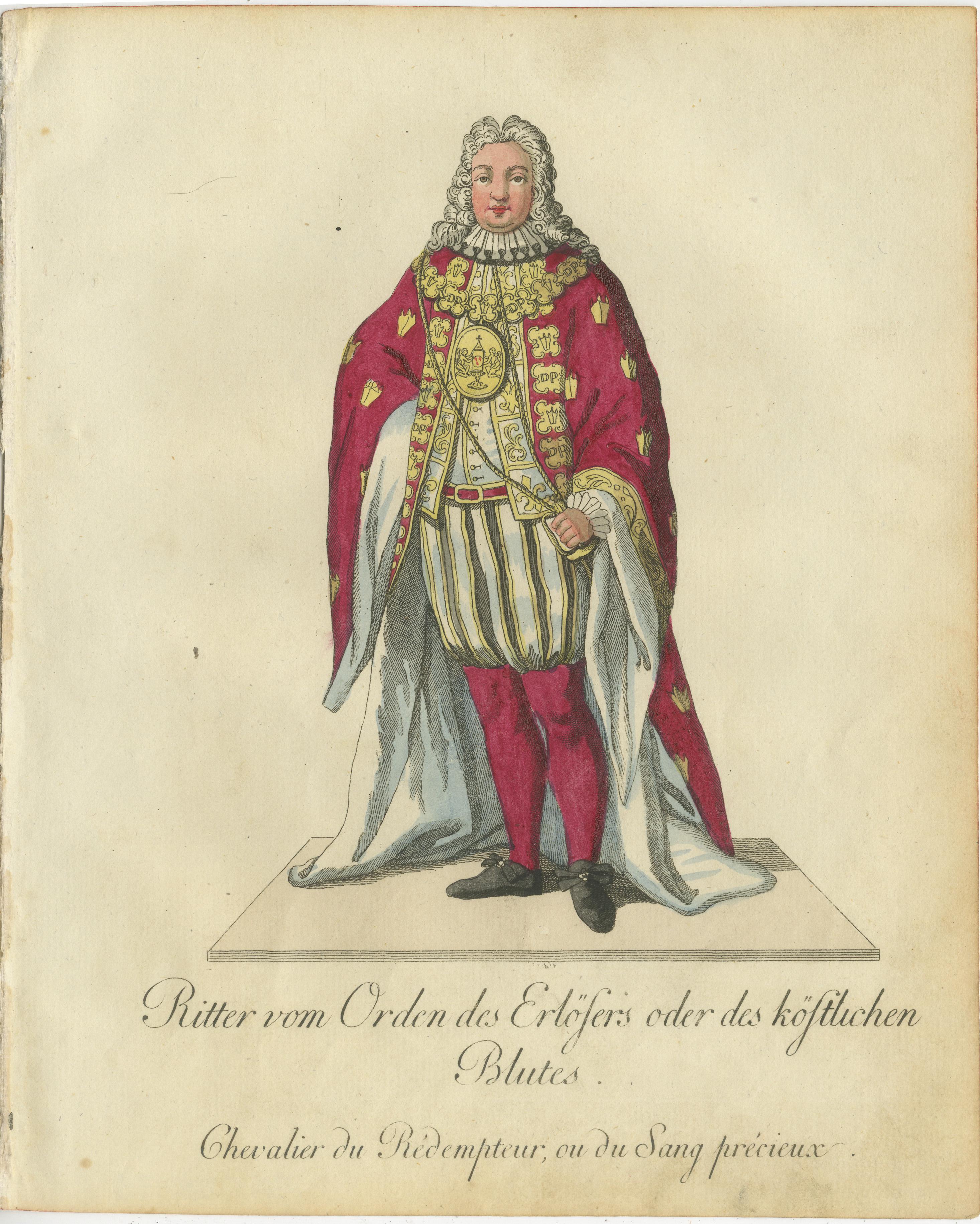 Fine XVIII secolo Cavaliere dell'Ordine del Redentore o del Preziosissimo Sangue, incisione del XVIII secolo in vendita