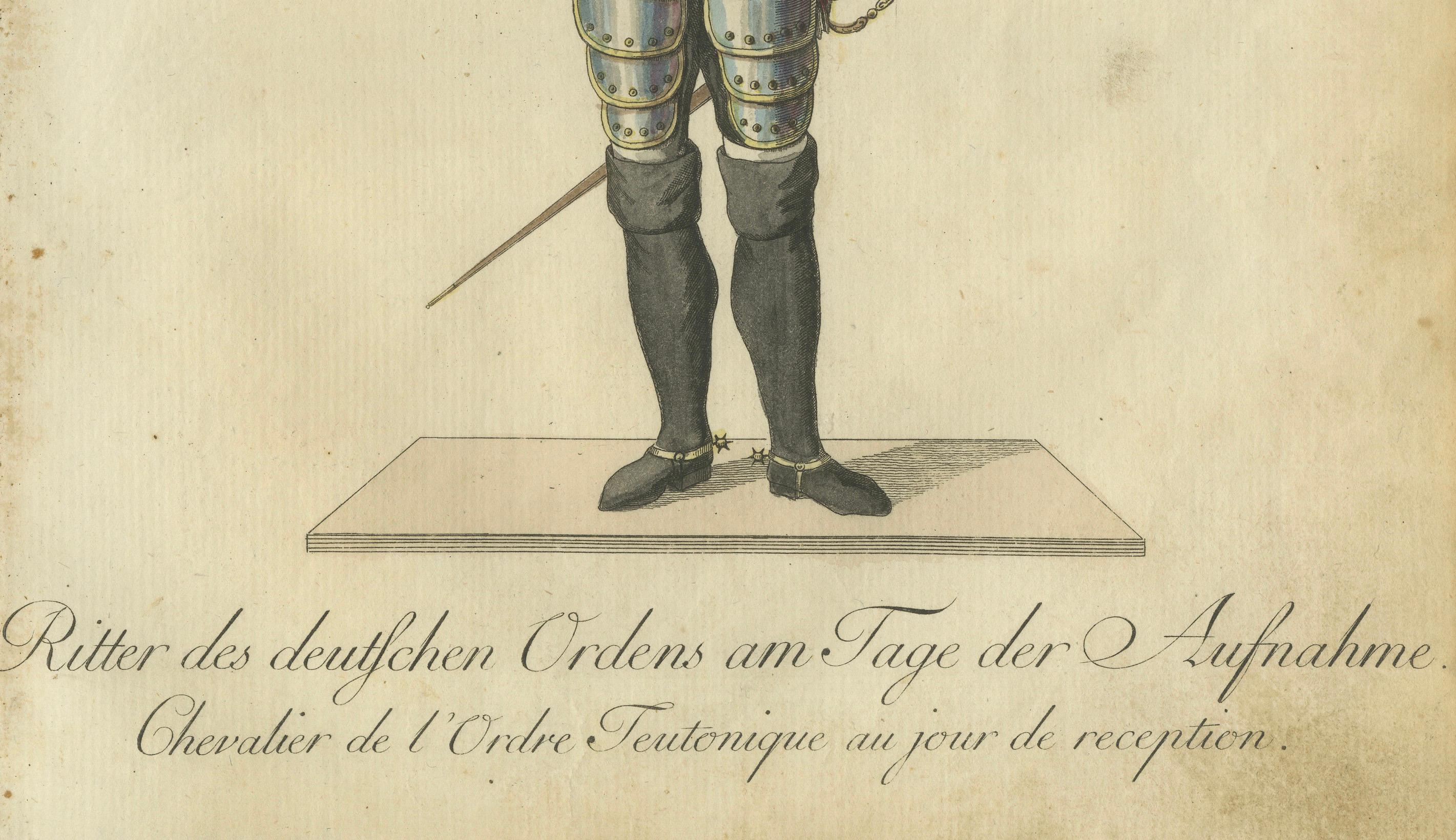 Knight of the Teutonic Order: 1791 Handkolorierte Gravur in Reception Attire in Reception Attire (Graviert) im Angebot