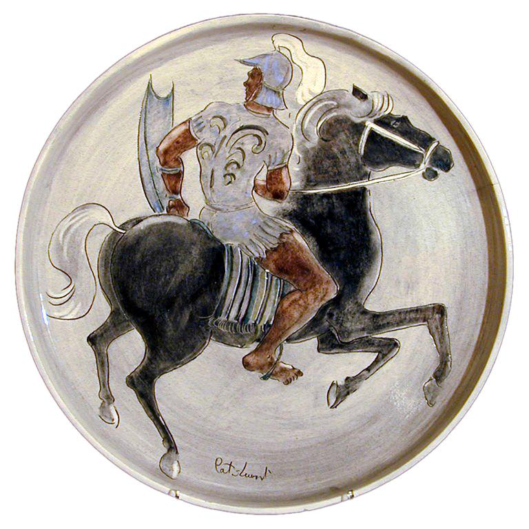 "Knight on Horse" Tray, Rare Ceramic from Laguna Beach For Sale