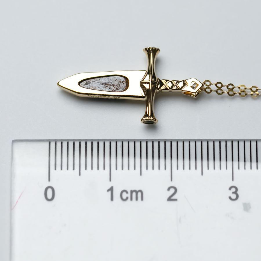 Knight Sword - Boulder Opal & Princess Cut Diamond Necklace 18K Yellow Gold For Sale 1