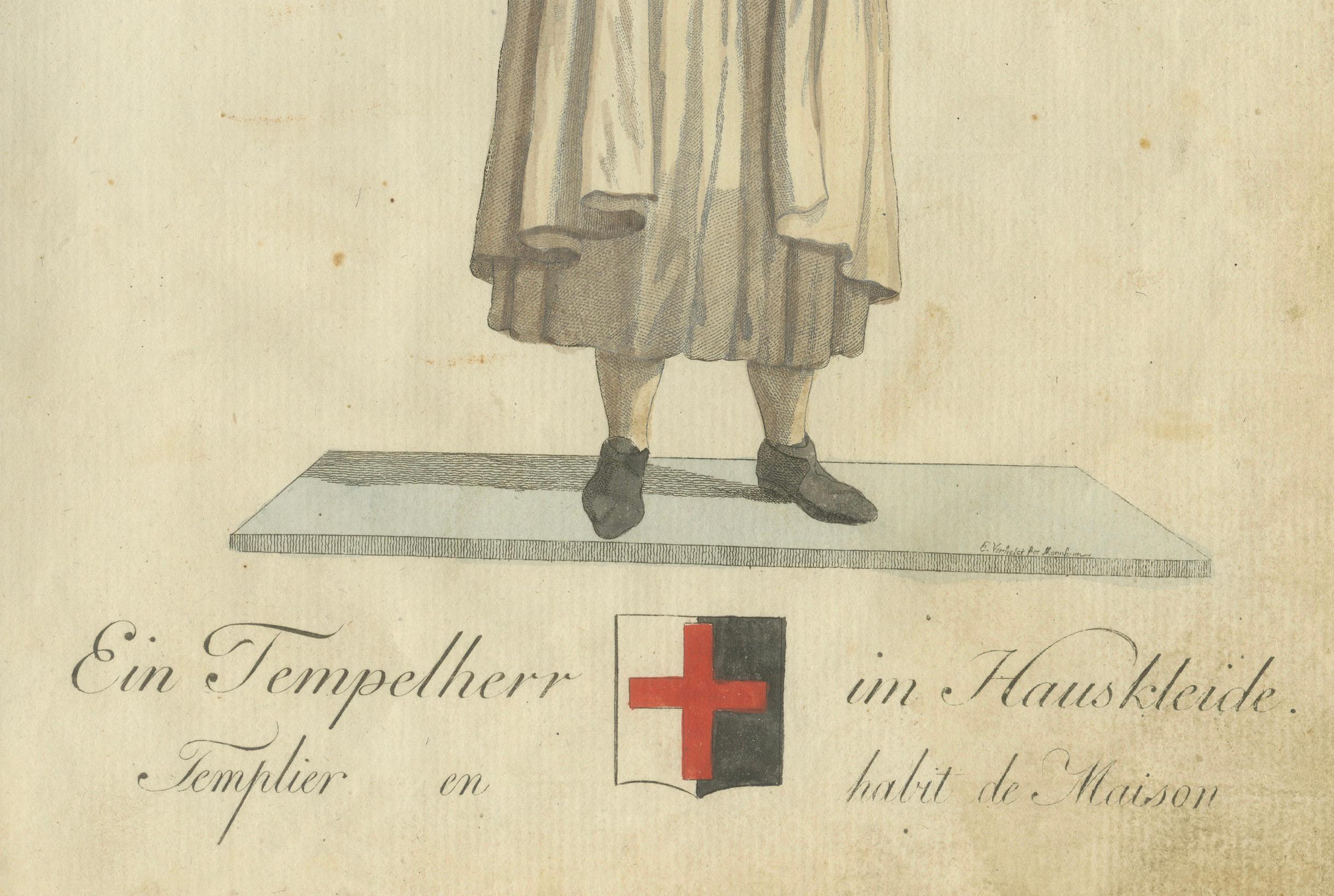 Knight Templar in Traditional House Attire: Ein seltener handkolorierter Kupferstich aus dem Jahr 1791 (Graviert) im Angebot