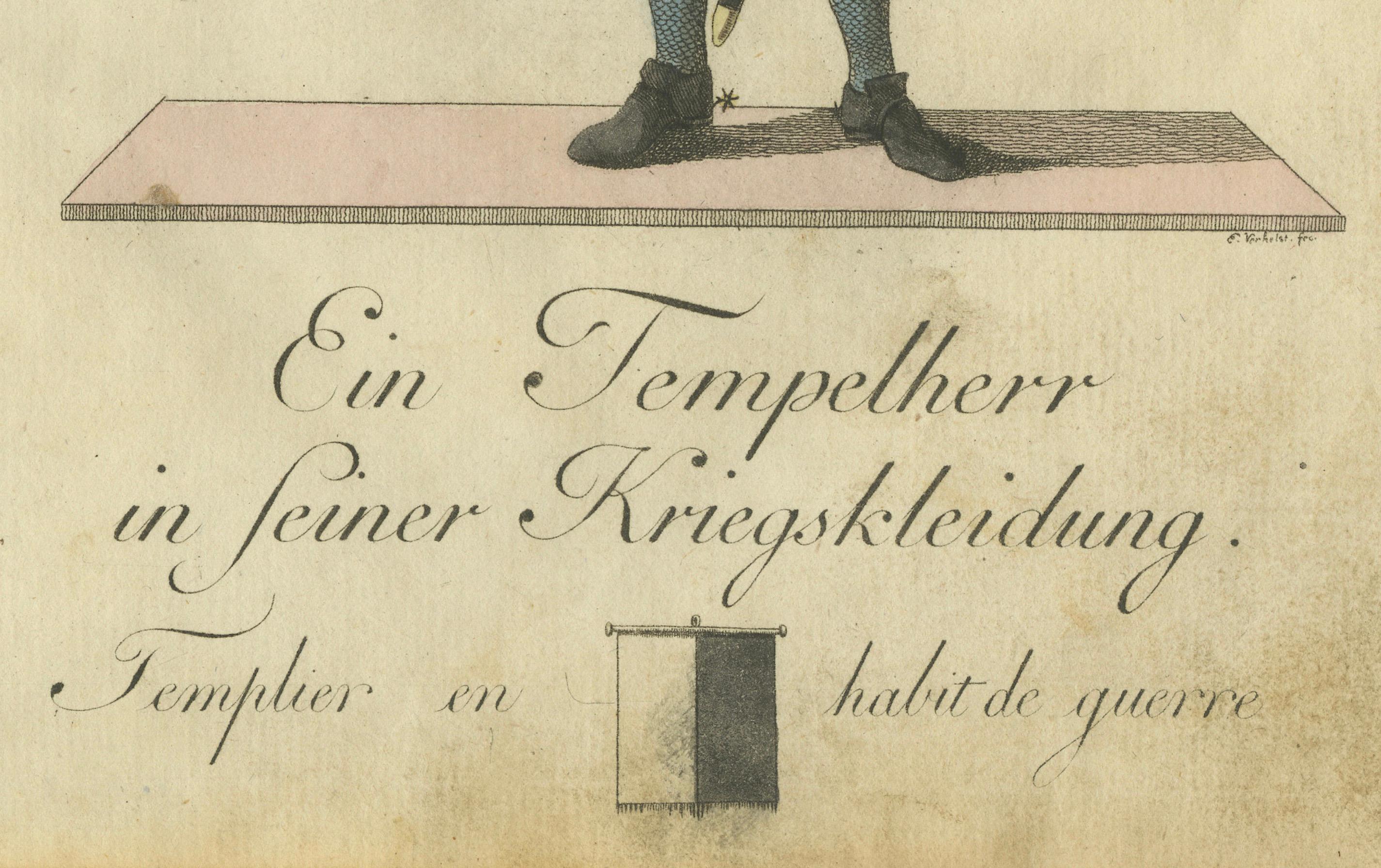 Knight Templar in War Attire: 1791 Handkolorierte Gravur aus der Historischen Serie (Graviert) im Angebot