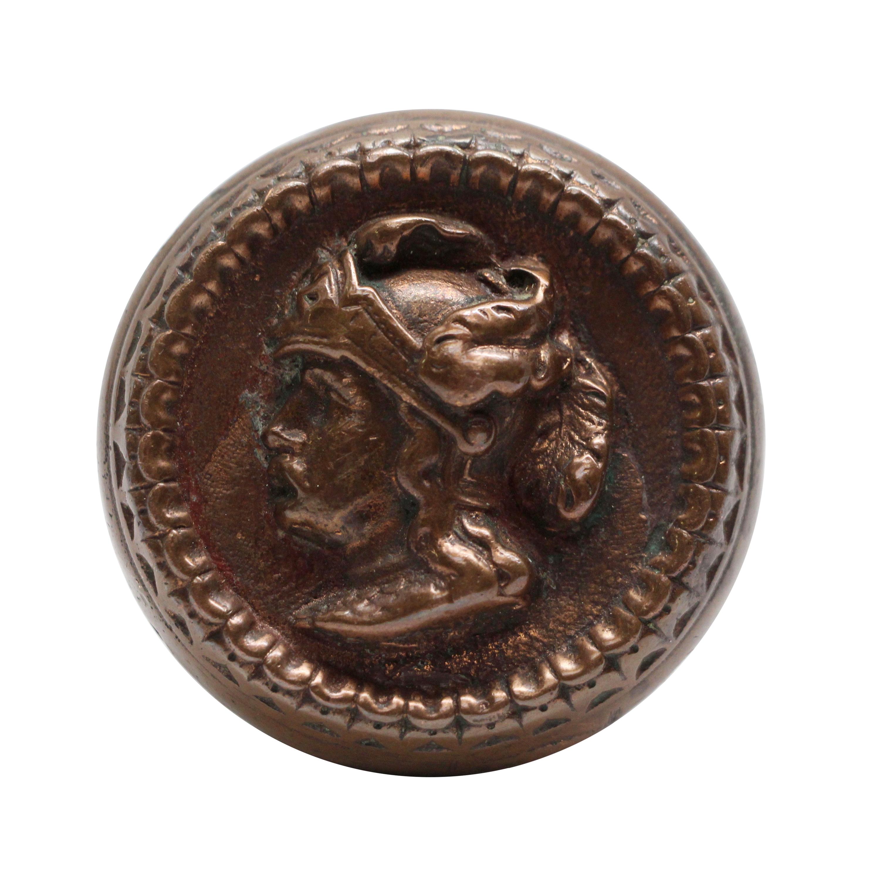 Russell & Erwin Plumed Knight Helmet Figural Doorknob 1870 circa