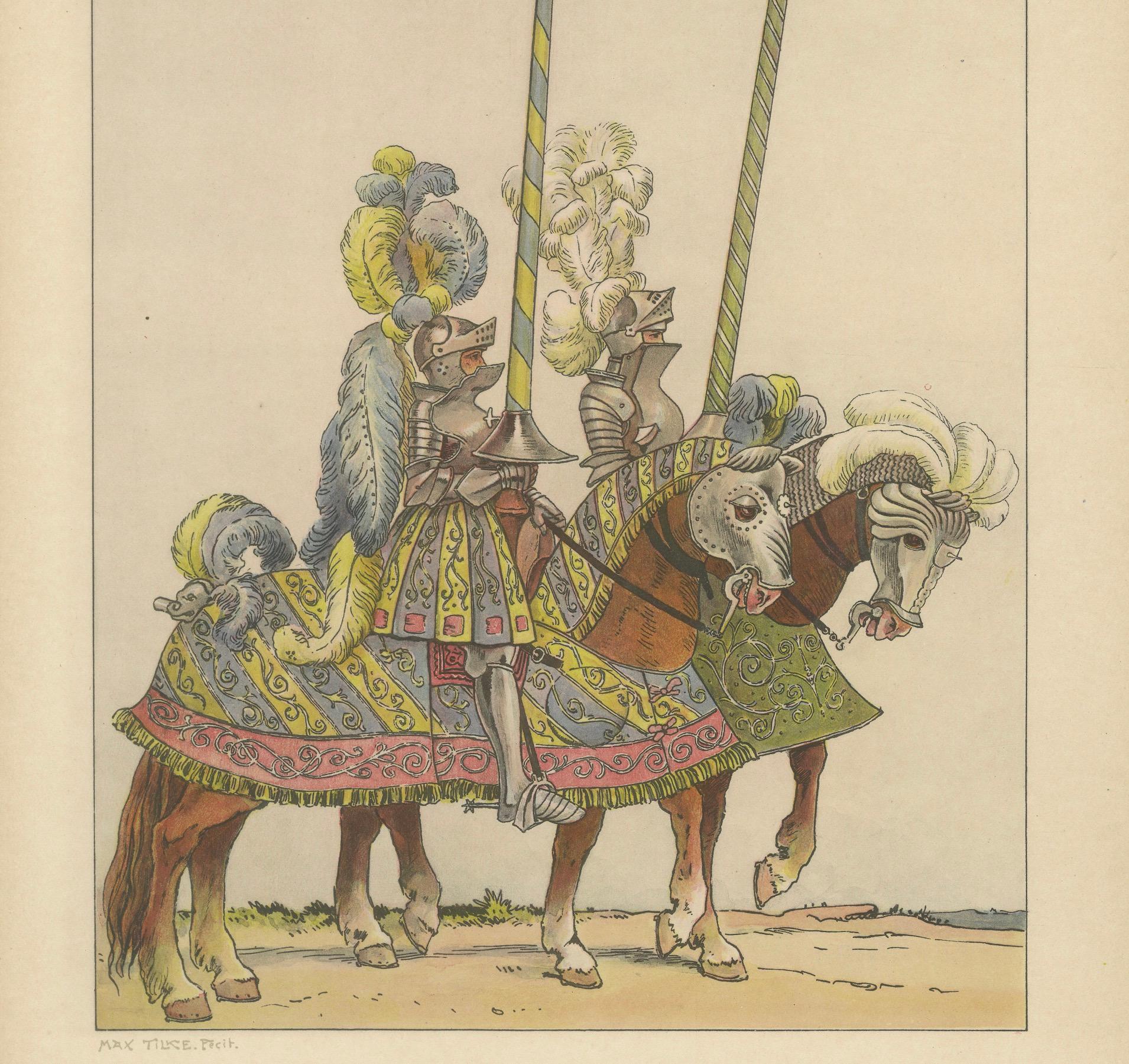 Ritterlicher Prunk in Deutschland um 1500, Antiker Farbdruck, erschienen 1880 (Spätes 19. Jahrhundert) im Angebot