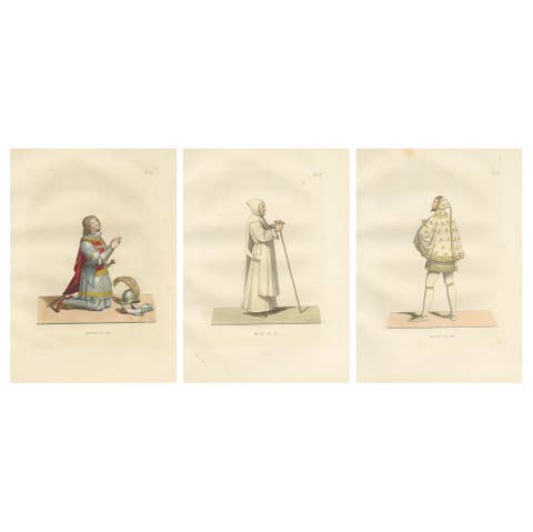 Knights and Devotion: Rhodes Knight, Monk, and Artist in Costume, Engraving 1845