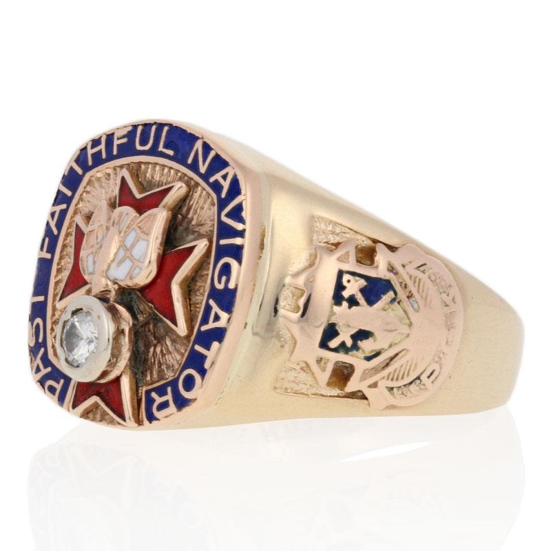 Knights of Columbus Past Faithful Navigator Ring, 14k Gold K of C Diamant .12ct () 2