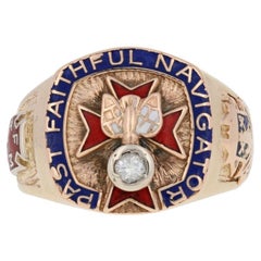 Knights of Columbus Past Faithful Navigator Ring, 14k Gold K of C Diamond .12ct