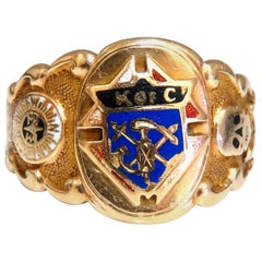 Knights of Columbus Statement Signet Ring 14 Karat Bone, Crest Medallion