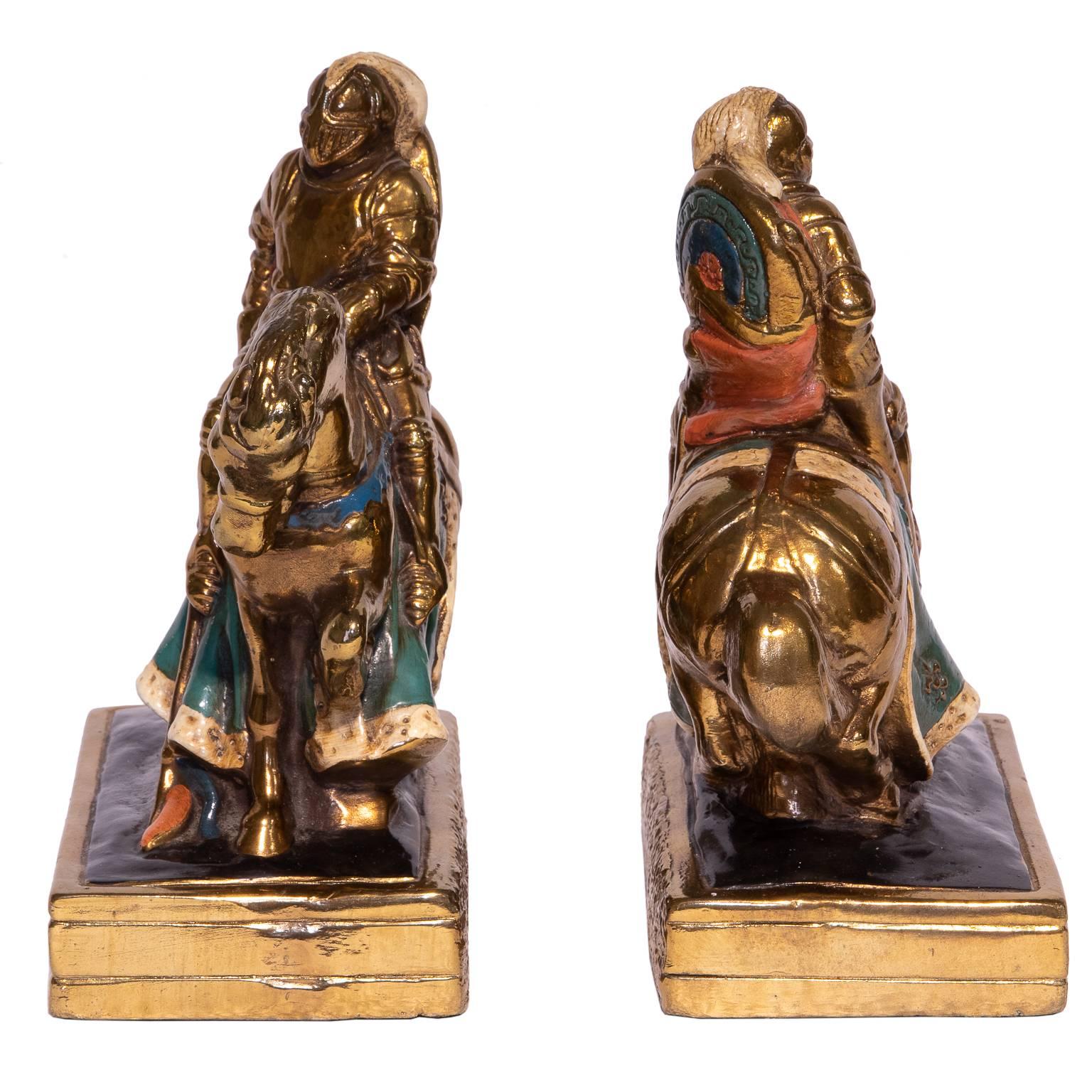 American Knights on Horseback Bronze Bookends