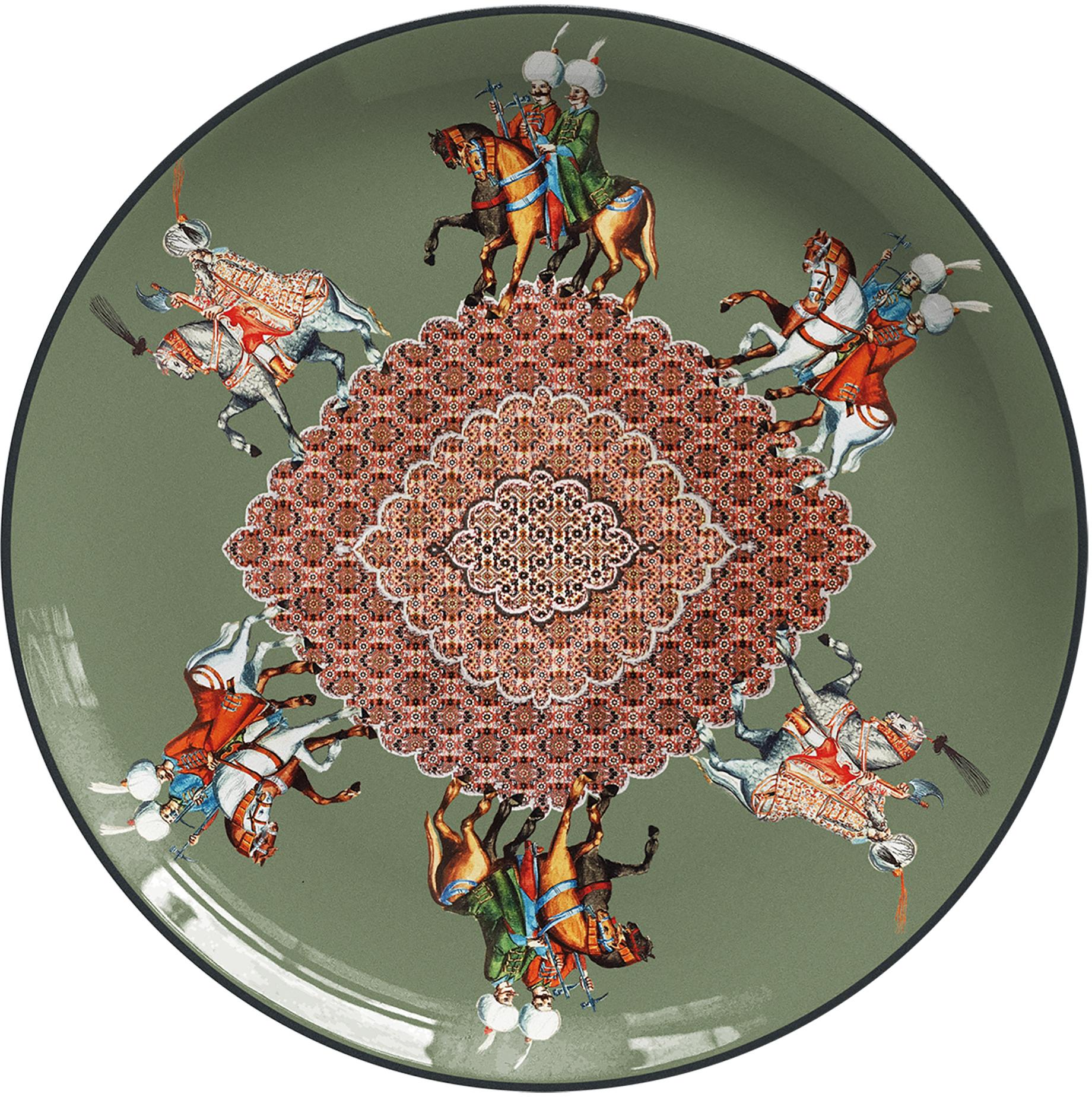 Knights Porcelain Dinner Plate by Vito Nesta for Les-Ottomans