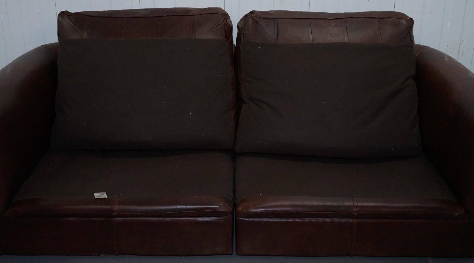 Knightsbridge Collin & Hayes Brown Leather Sofa Splits in Two Pieces 5