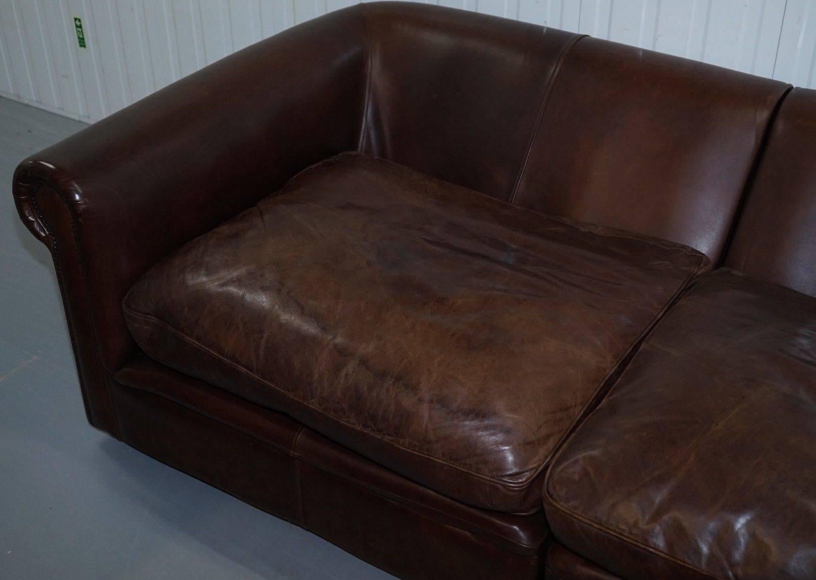Knightsbridge Collin & Hayes Brown Leather Sofa Splits in Two Pieces 1
