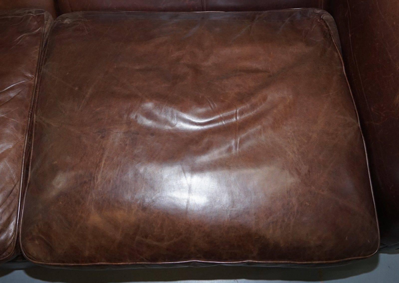 Knightsbridge Collin & Hayes Brown Leather Sofa Splits in Two Pieces 3