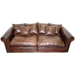 Knightsbridge Collin & Hayes Brown Leather Sofa Splits in Two Pieces
